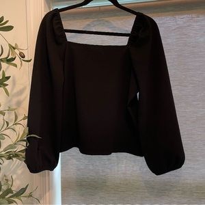 Madewell Black Squareneck Top 3/4 Sleeve Neutral Basics